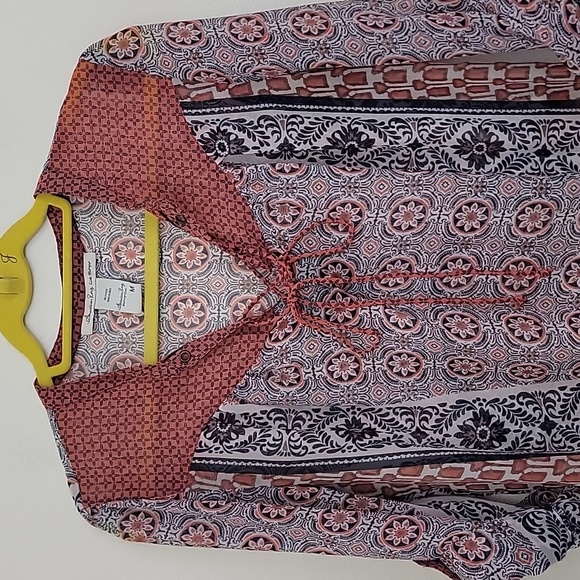 American Rag Orange, Navy & Off White Sheer Boho Print M - Picture 2 of 15